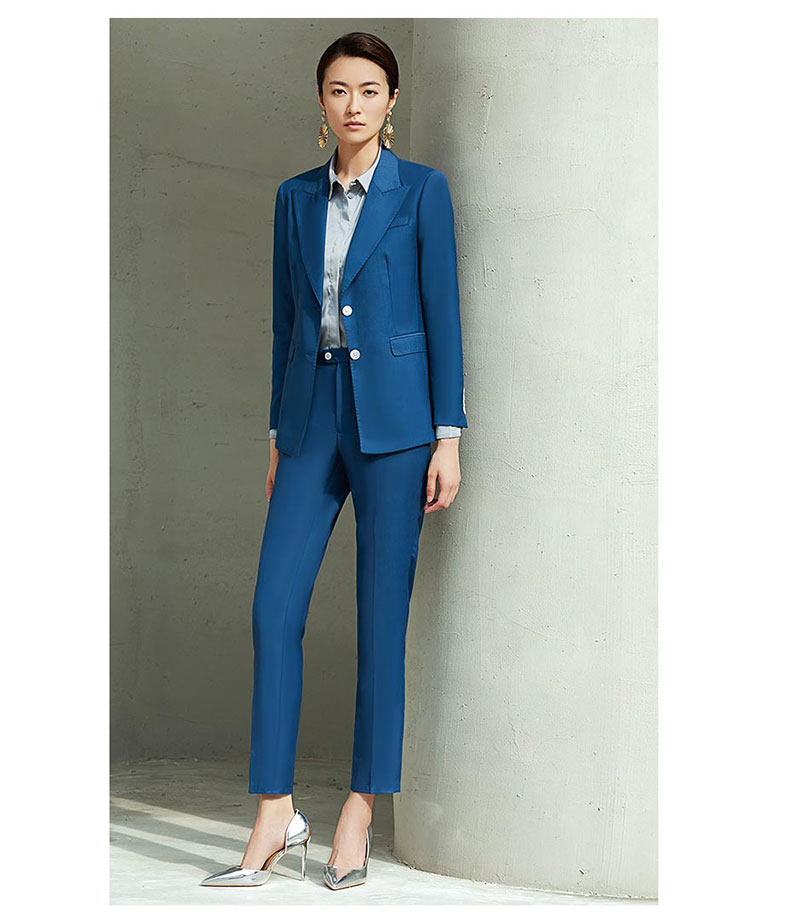 女士孔雀藍西服圖片展示
